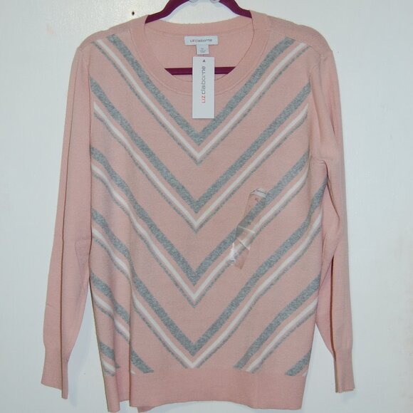 Liz Claiborne Sweaters - Liz Claiborne, Chevron stripe, pink sweater